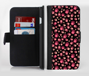 The Pink Paw Prints on Black Ink-Fuzed Leather Folding Wallet Credit-Card Case for the Apple iPhone 6/6s, 6/6s Plus, 5/5s and 5c