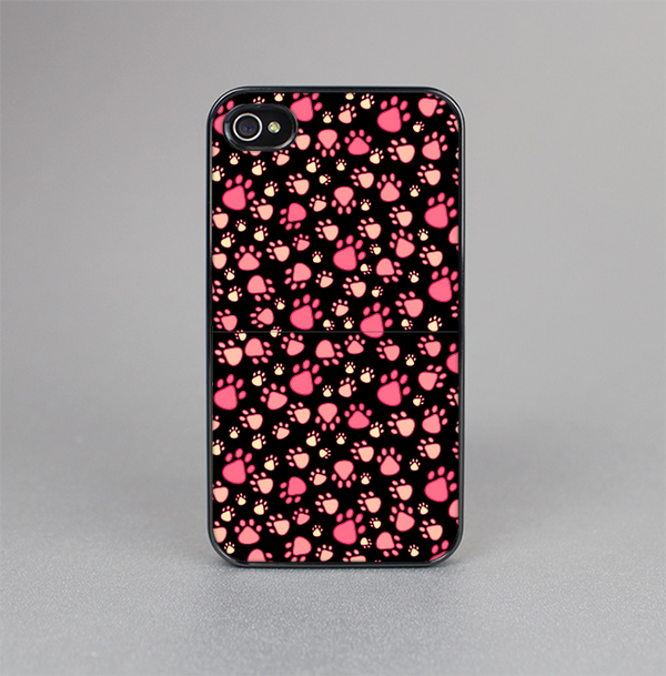 The Pink Paw Prints on Black Skin-Sert for the Apple iPhone 4-4s Skin-Sert Case