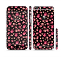 The Pink Paw Prints on Black Sectioned Skin Series for the Apple iPhone 6s Plus