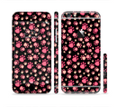 The Pink Paw Prints on Black Sectioned Skin Series for the Apple iPhone 6s