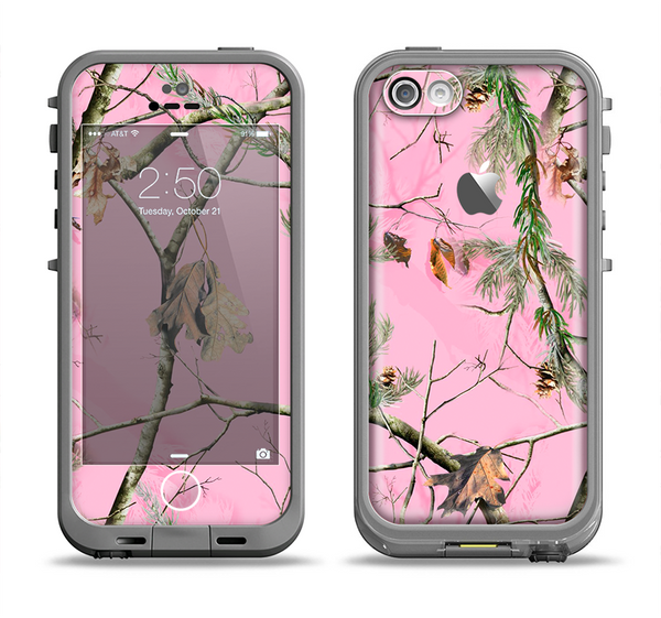 The Pink Real Camouflage Apple iPhone 5c LifeProof Fre Case Skin Set