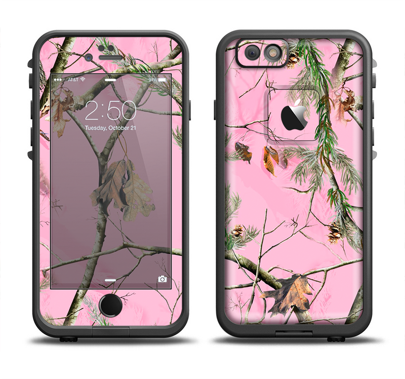 The Pink Real Camouflage Apple iPhone 6/6s LifeProof Fre Case Skin Set