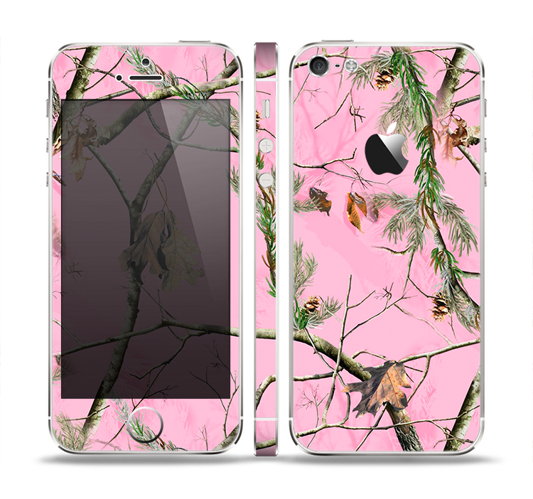 The Pink Real Camouflage Skin Set for the Apple iPhone 5