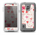 The Pink, Red and Tan Heart Balloon Pattern Skin for the Samsung Galaxy S5 frē LifeProof Case