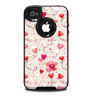 The Pink, Red and Tan Heart Balloon Pattern Skin for the iPhone 4-4s OtterBox Commuter Case