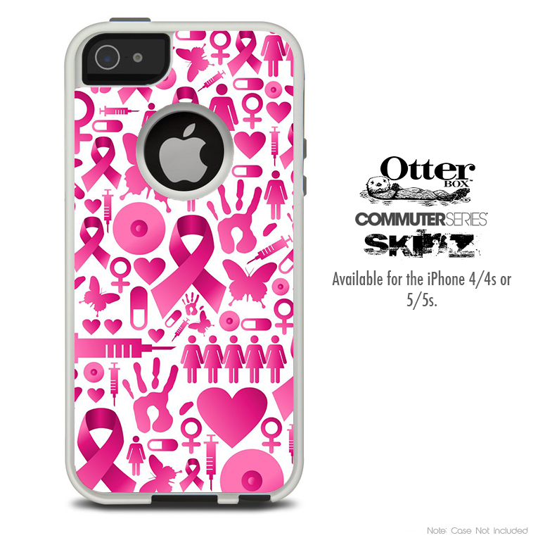 The Pink Ribbon Collage Breast Cancer Awareness Skin For The iPhone 4-4s or 5-5s Otterbox Commuter Case