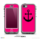 The Pink & Solid Black Anchor Silhouette Skin for the iPhone 5c nüüd LifeProof Case