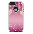 The Pink Sparkly Chandelier Hearts Skin For The iPhone 5-5s Otterbox Commuter Case