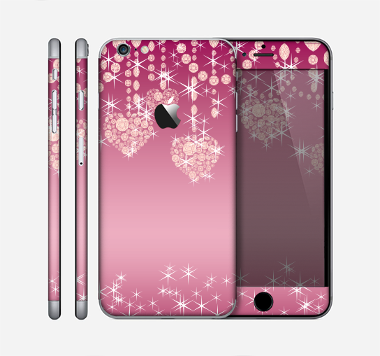 The Pink Sparkly Chandelier Hearts Skin for the Apple iPhone 6 Plus