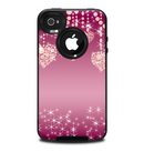 The Pink Sparkly Chandelier Hearts Skin for the iPhone 4-4s OtterBox Commuter Case