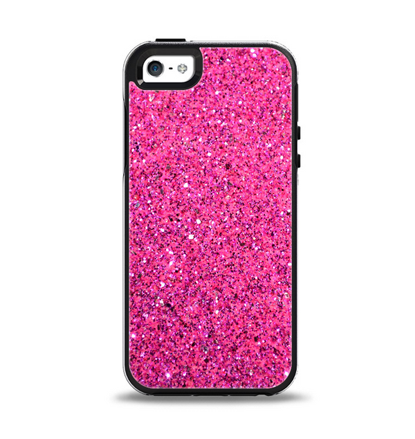 The Pink Sparkly Glitter Ultra Metallic Apple iPhone 5-5s Otterbox Symmetry Case Skin Set