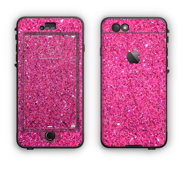 The Pink Sparkly Glitter Ultra Metallic Apple iPhone 6 Plus LifeProof Nuud Case Skin Set