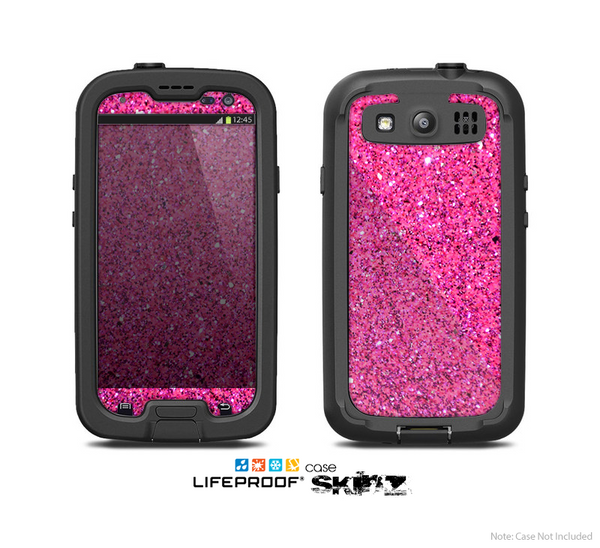 The Pink Sparkly Glitter Ultra Metallic Skin For The Samsung Galaxy S3 LifeProof Case