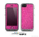 The Pink Sparkly Glitter Ultra Metallic Skin for the Apple iPhone 5c LifeProof Case