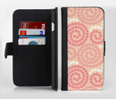 The Pink Spiral Polka Dots Ink-Fuzed Leather Folding Wallet Credit-Card Case for the Apple iPhone 6/6s, 6/6s Plus, 5/5s and 5c