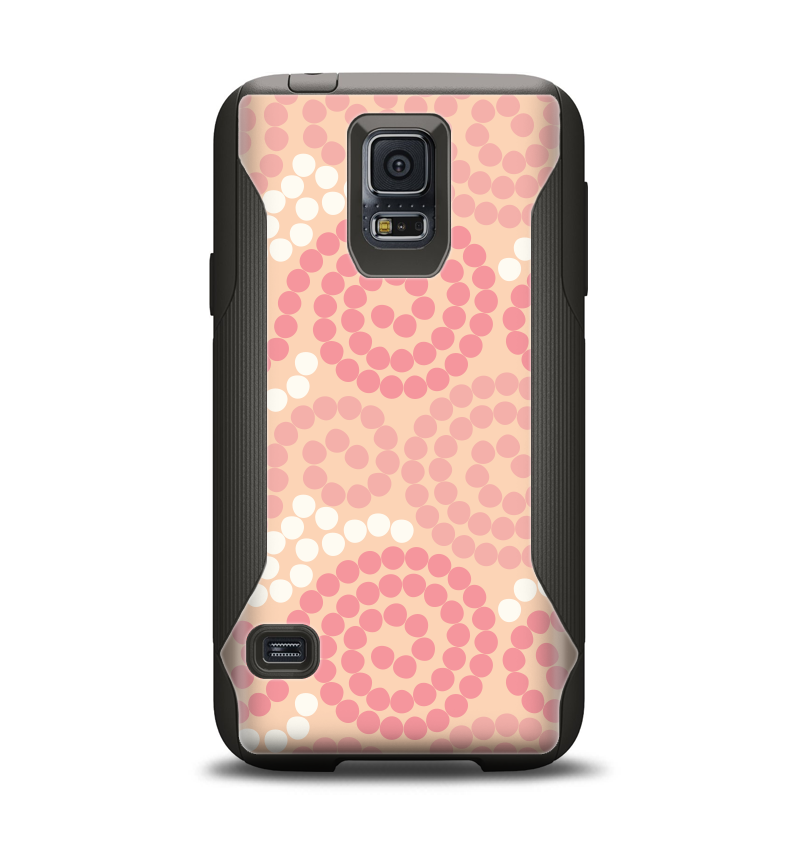 The Pink Spiral Polka Dots Samsung Galaxy S5 Otterbox Commuter Case Skin Set