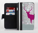 The Pink Stitched Deer Collage Ink-Fuzed Leather Folding Wallet Credit-Card Case for the Apple iPhone 6/6s, 6/6s Plus, 5/5s and 5c