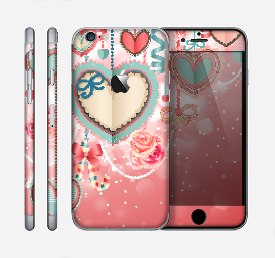The Pink Stringy Hearts Skin for the Apple iPhone 6