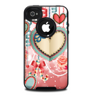 The Pink Stringy Hearts Skin for the iPhone 4-4s OtterBox Commuter Case