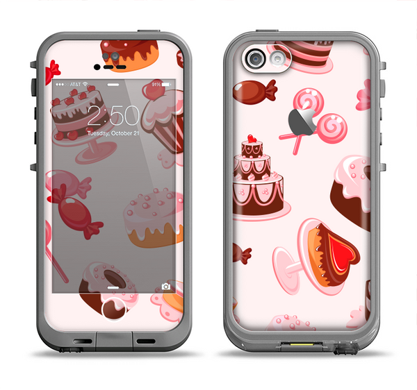The Pink Sweet Treats Pattern Apple iPhone 5c LifeProof Fre Case Skin Set