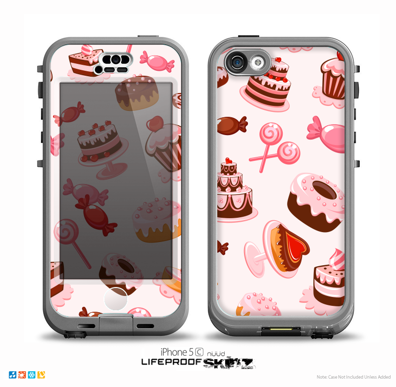 The Pink Sweet Treats Pattern Skin for the iPhone 5c nüüd LifeProof Case