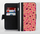 The Pink & Tan Paw Prints Ink-Fuzed Leather Folding Wallet Credit-Card Case for the Apple iPhone 6/6s, 6/6s Plus, 5/5s and 5c