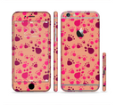 The Pink & Tan Paw Prints Sectioned Skin Series for the Apple iPhone 6/6s Plus
