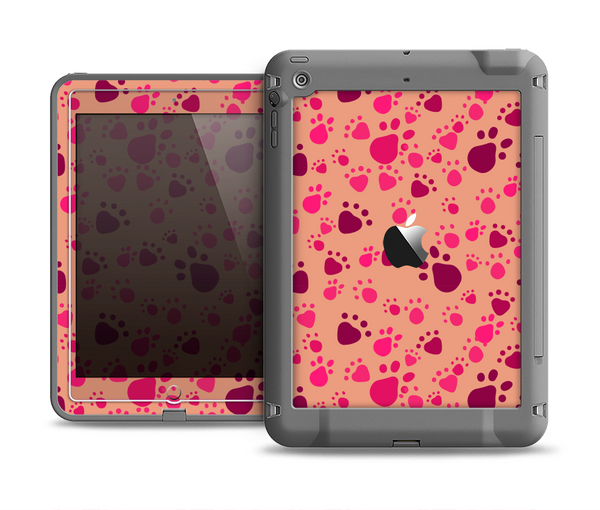 The Pink & Tan Paw Prints Apple iPad Air LifeProof Fre Case Skin Set