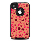 The Pink & Tan Paw Prints Skin for the iPhone 4-4s OtterBox Commuter Case