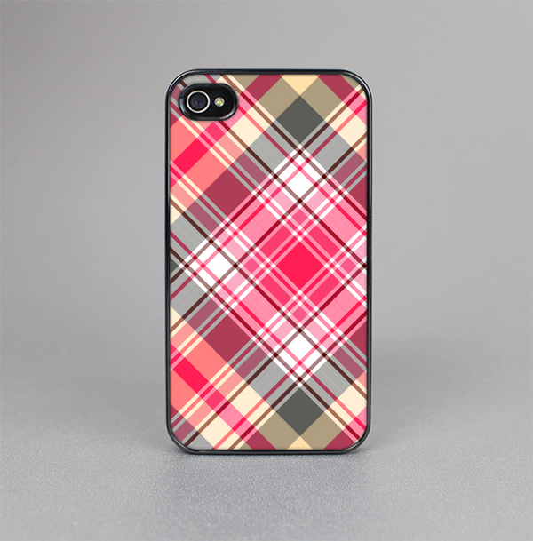 The Pink & Tan Plaid Layered Pattern V5 Skin-Sert for the Apple iPhone 4-4s Skin-Sert Case
