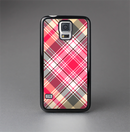 The Pink & Tan Plaid Layered Pattern V5 Skin-Sert Case for the Samsung Galaxy S5