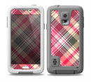 The Pink & Tan Plaid Layered Pattern V5 Skin for the Samsung Galaxy S5 frē LifeProof Case