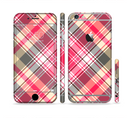 The Pink & Tan Plaid Layered Pattern V5 Sectioned Skin Series for the Apple iPhone 6s Plus