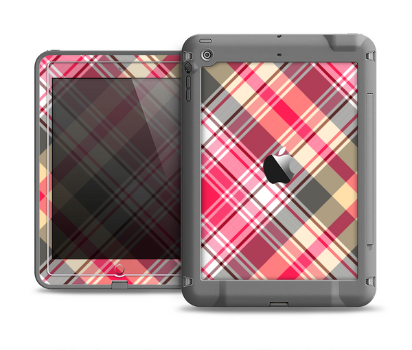 The Pink & Tan Plaid Layered Pattern V5 Apple iPad Air LifeProof Fre Case Skin Set