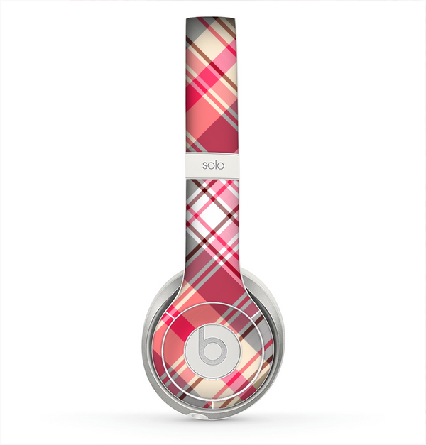 The Pink & Tan Plaid Layered Pattern V5 Skin for the Beats by Dre Solo 2 Headphones