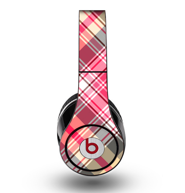 The Pink & Tan Plaid Layered Pattern V5 Skin for the Original Beats by Dre Studio Headphones