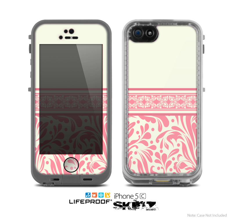 The Pink & Tan Polka Dot Pattern V1 Skin for the Apple iPhone 5c LifeProof Case