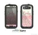 The Pink & Tan Polka Dot Pattern V1 with Name Script Skin For The Samsung Galaxy S3 LifeProof Case