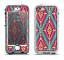 The Pink & Teal Abstract Mirrored Design Apple iPhone 5-5s LifeProof Nuud Case Skin Set
