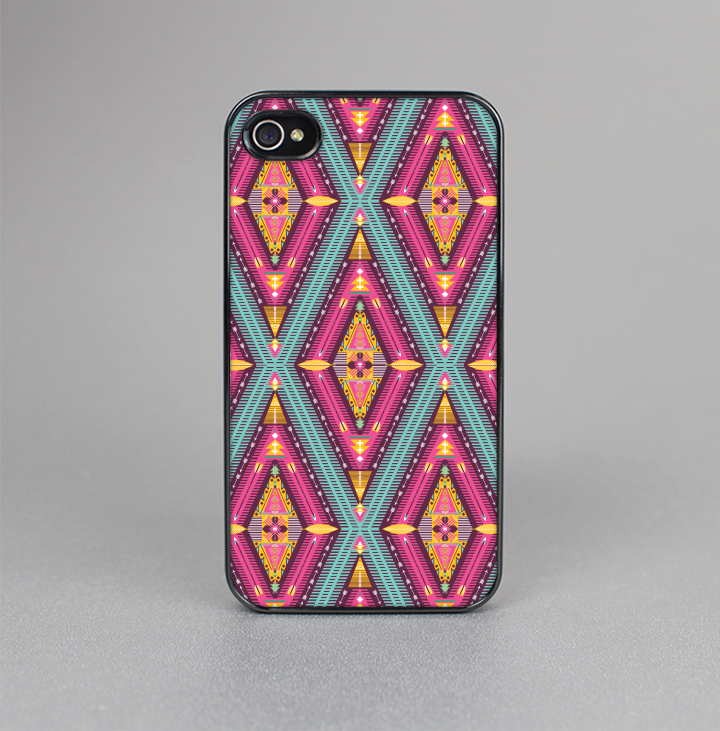 The Pink & Teal Abstract Mirrored Design Skin-Sert for the Apple iPhone 4-4s Skin-Sert Case