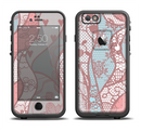 The Pink & Teal Lace Design Apple iPhone 6/6s LifeProof Fre Case Skin Set