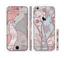 The Pink & Teal Lace Design Sectioned Skin Series for the Apple iPhone 6s Plus