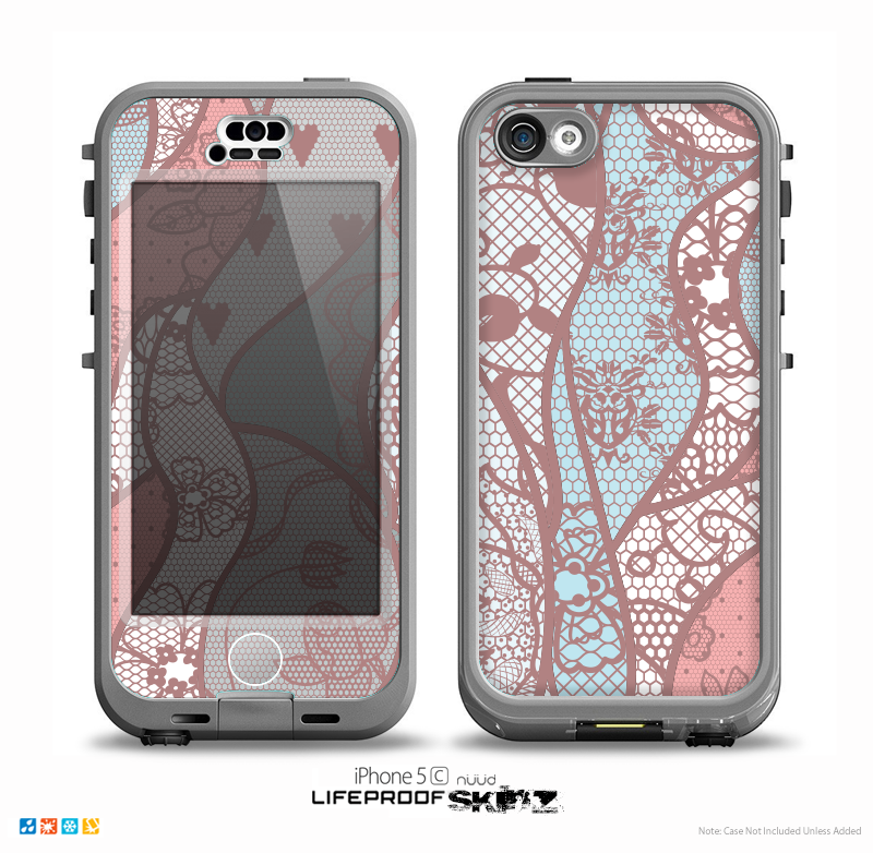 The Pink & Teal Lace Design Skin for the iPhone 5c nüüd LifeProof Case
