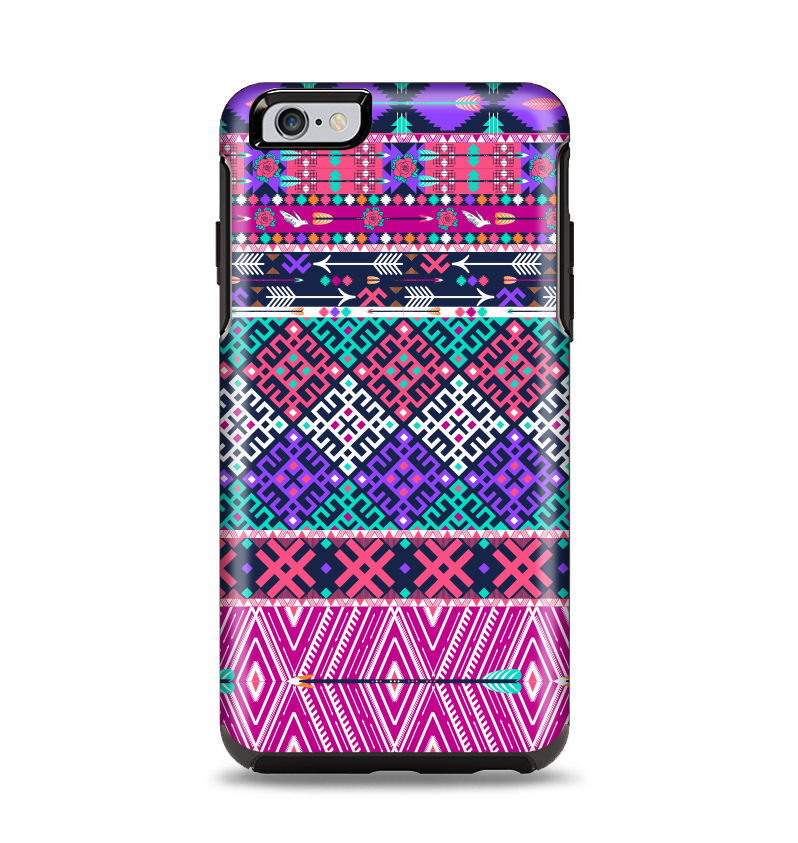 The Pink & Teal Modern Colored Aztec Pattern Apple iPhone 6 Plus Otterbox Symmetry Case Skin Set