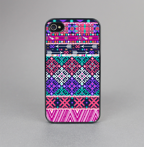 The Pink & Teal Modern Colored Aztec Pattern Skin-Sert for the Apple iPhone 4-4s Skin-Sert Case