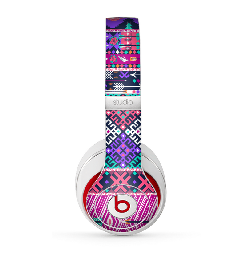 The Pink & Teal Modern Colored Aztec Pattern Skin for the Beats by Dre Studio (2013+ Version) Headphones