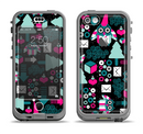 The Pink & Teal Owl Collaged Vector Shapes Apple iPhone 5c LifeProof Nuud Case Skin Set