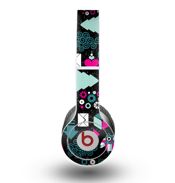 The Pink & Teal Owl Collaged Vector Shapes Skin for the Beats by Dre Original Solo-Solo HD Headphones