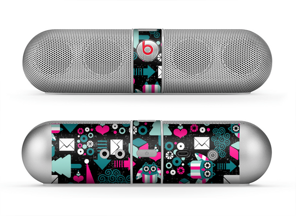 The Pink & Teal Owl Collaged Vector Shapes Skin for the Beats by Dre Pill Bluetooth Speaker