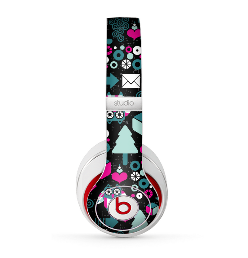The Pink & Teal Owl Collaged Vector Shapes Skin for the Beats by Dre Studio (2013+ Version) Headphones